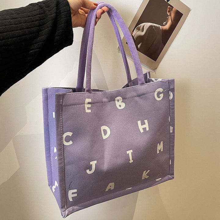 Alphabet Print Canvas Tote