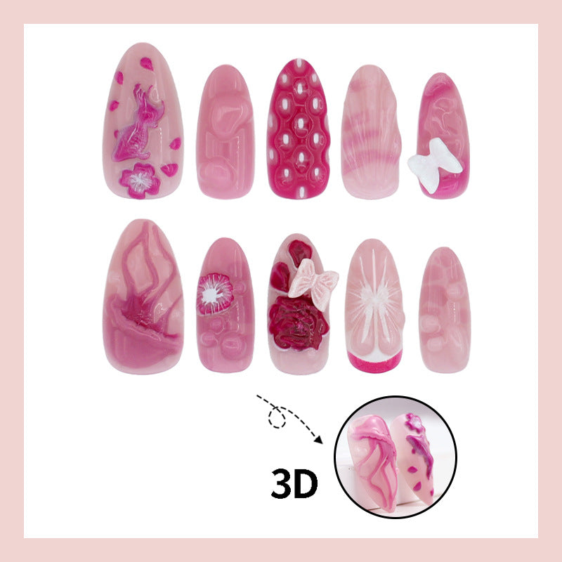Artificial Nail Set with Floral and Maritime Designs Kalsten