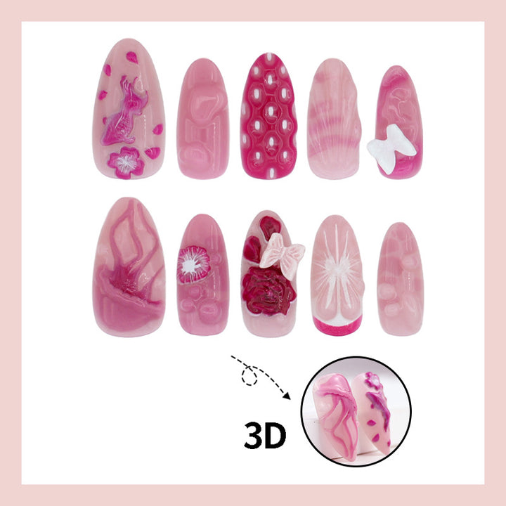 Artificial Nail Set with Floral and Maritime Designs Kalsten