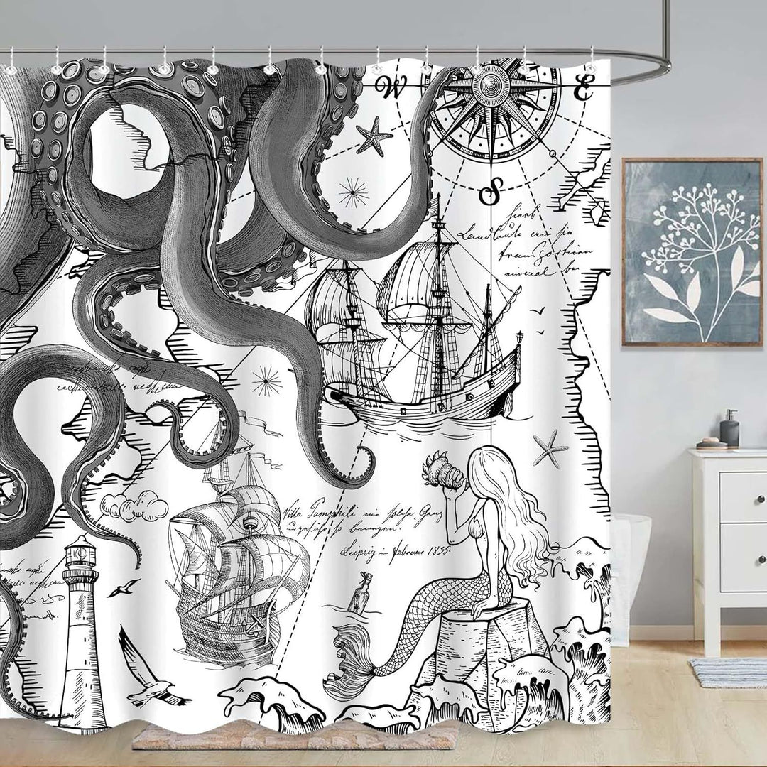 Ocean-Theme Shower Curtain Kalsten