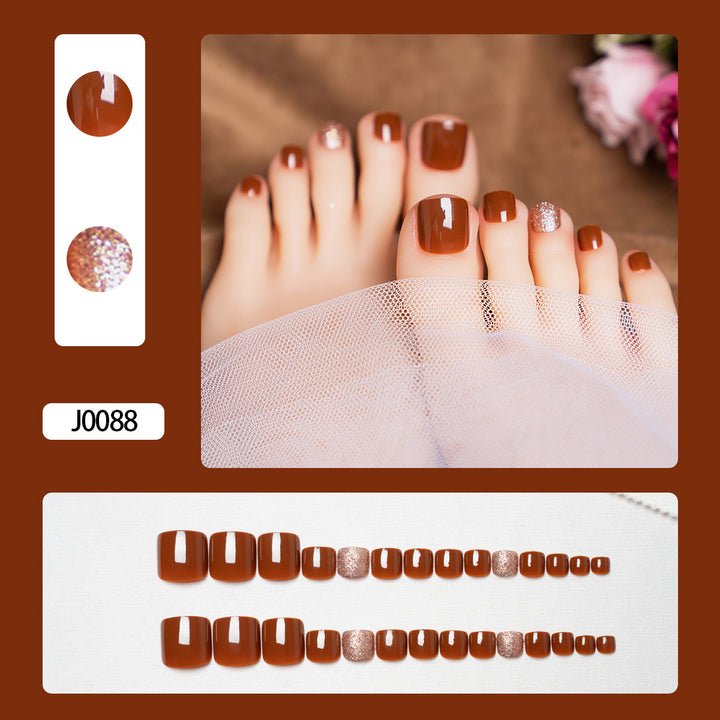 Glittery French Tip Toe Nail Art