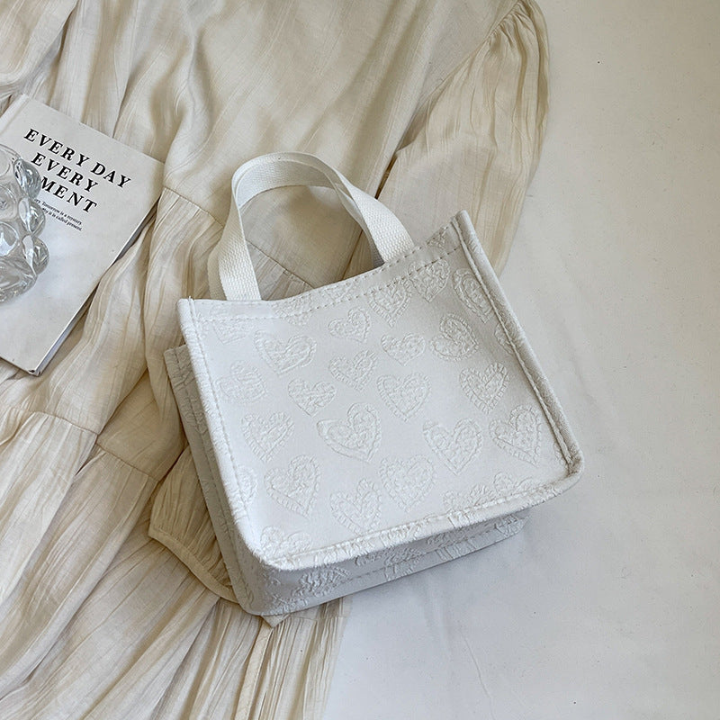 Heart-Embroidered Utility Tote