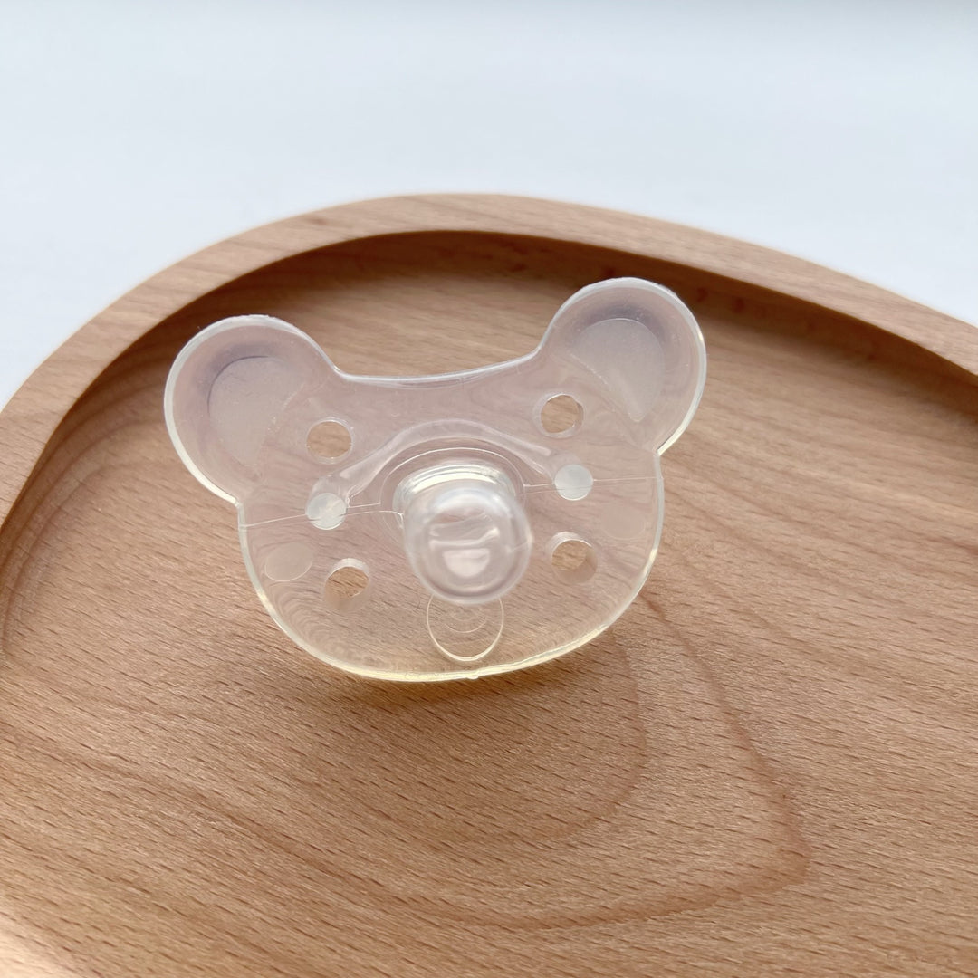 Orthodontic Clear Silicone Baby Pacifier with Bear-Shaped Shield