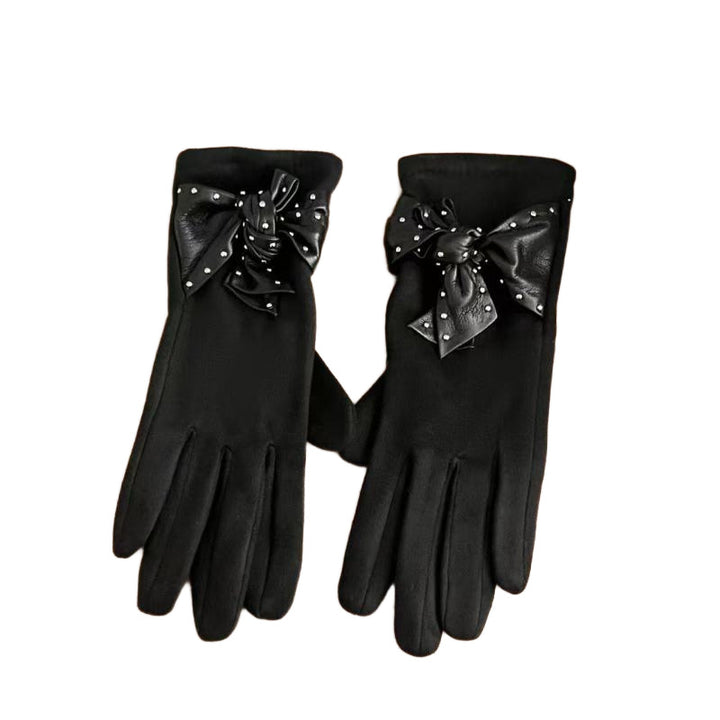 Elegant Bow-Embellished Touchscreen Gloves Kalsten