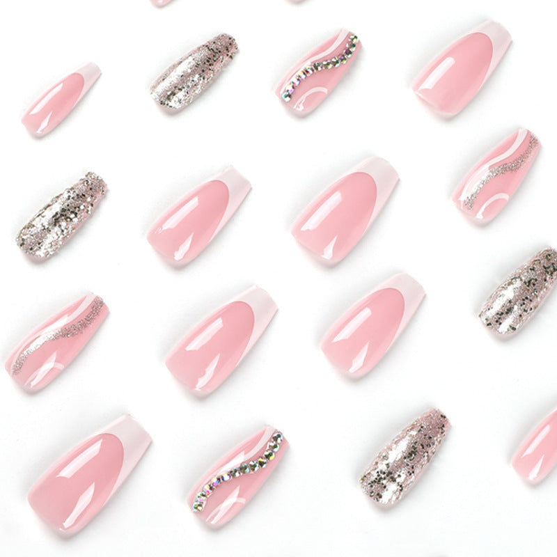 Artistic Nail Art with Glitter and Wave Accents Kalsten