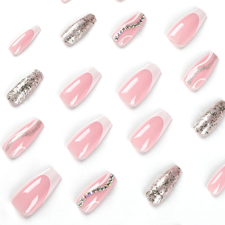 Artistic Nail Art with Glitter and Wave Accents Kalsten