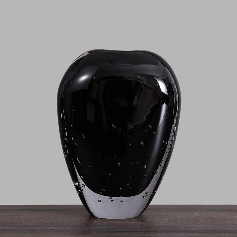 Handblown Encased-Bubble Sculptural Glass Vase Kalsten