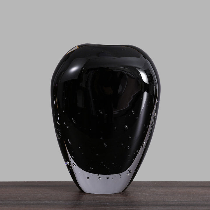 Handblown Encased-Bubble Sculptural Glass Vase Kalsten