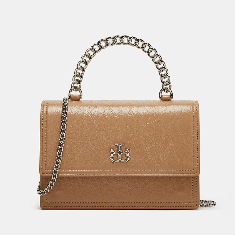Elegant Leather Shoulder Bag with Chain Strap