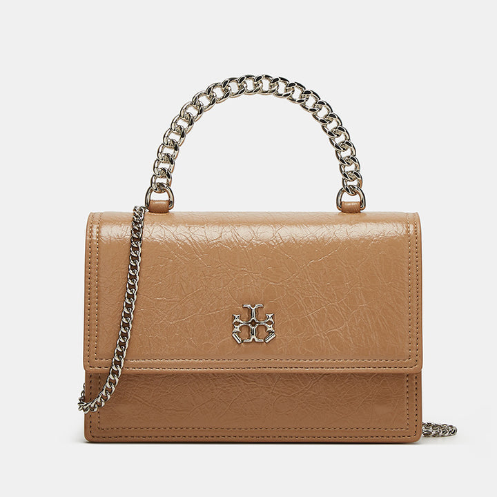 Elegant Leather Shoulder Bag with Chain Strap