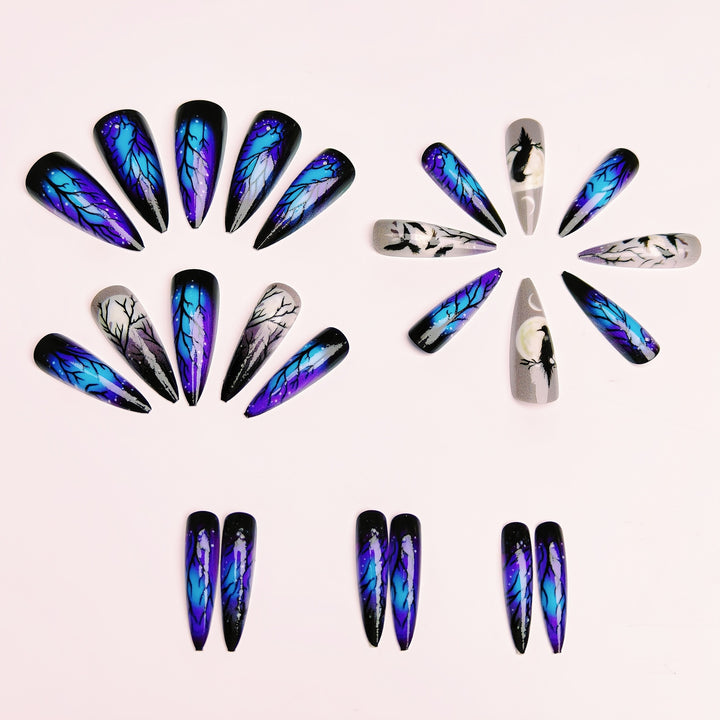 Artistic Moonlit Raven Nail Design Kalsten