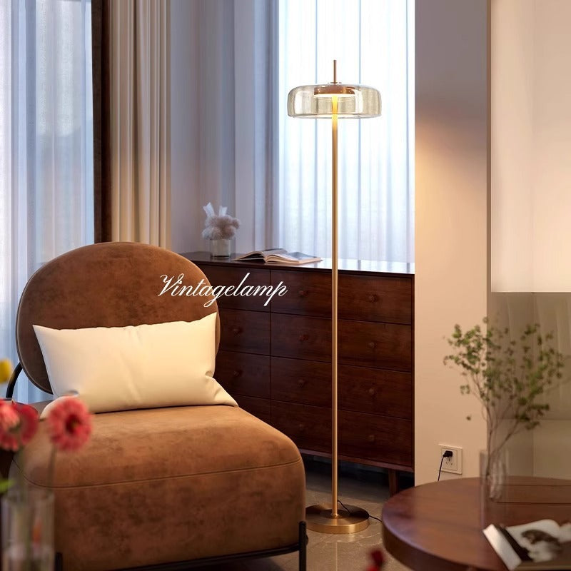 Minimalist Floor Lamp with Transparent Shade