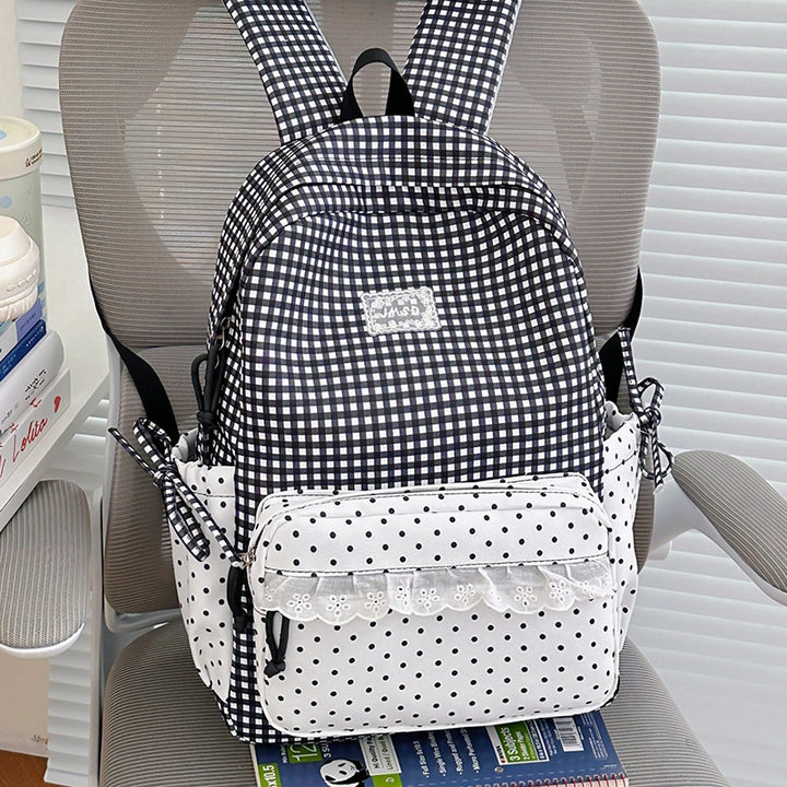 Stylish Gingham Pattern Backpack Kalsten