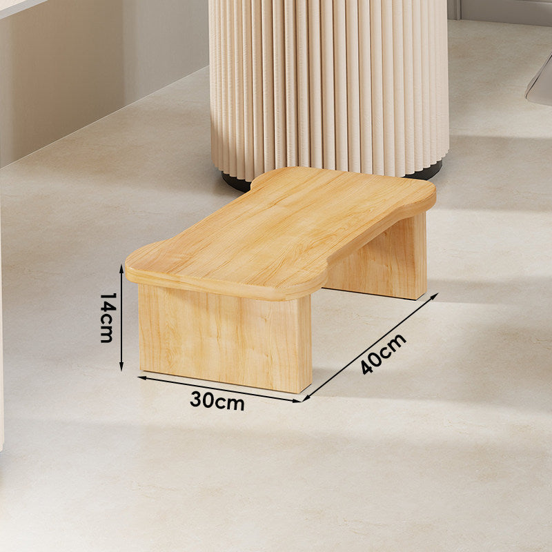 Low Wooden Step Stool with Non-Slip Strips and Curved Ergonomic Top