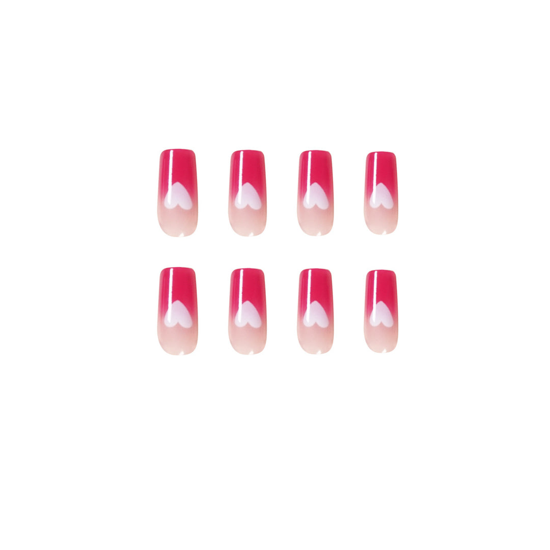 Artful nail extensions in romantic heart design Kalsten