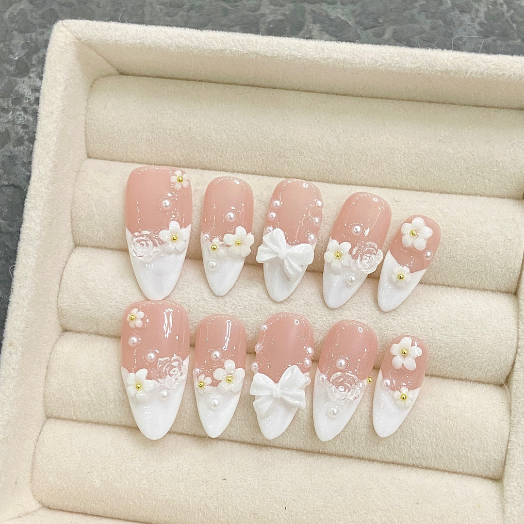 Artificial nails with elegant flower decoration Kalsten
