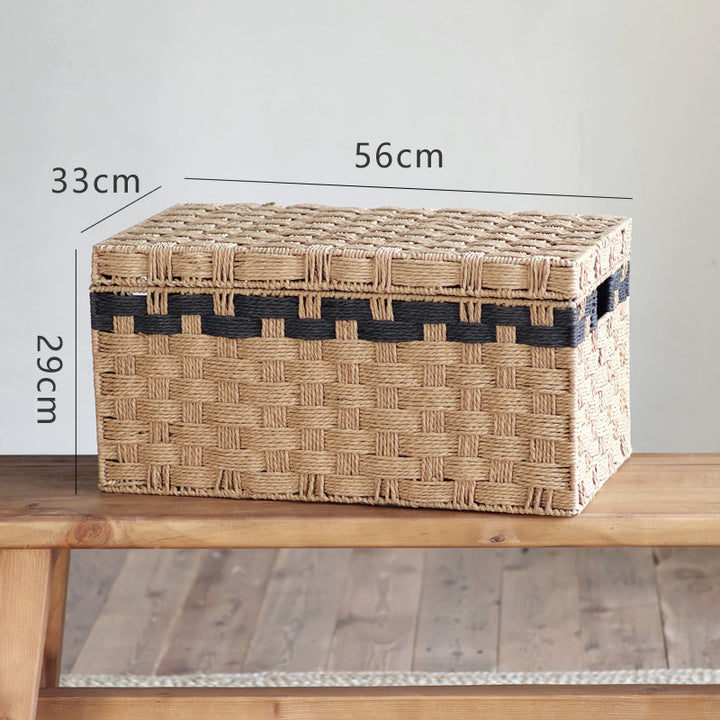 Square storage basket made of natural material Kalsten