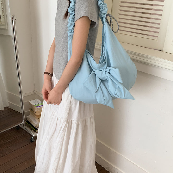 Bow-Embellished Hobo Bag