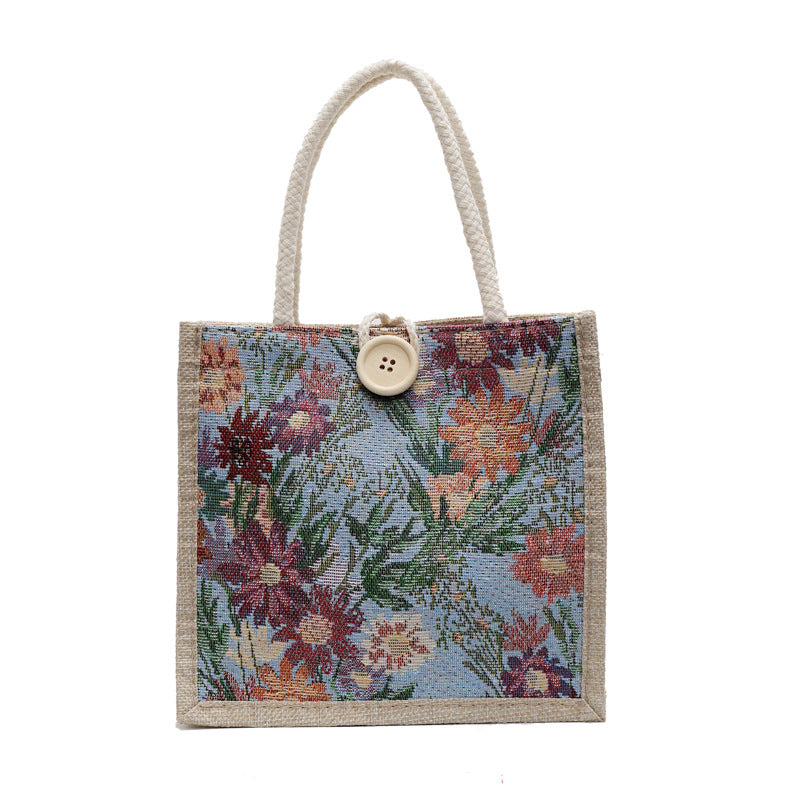 Decorative Floral Print Tote Bag