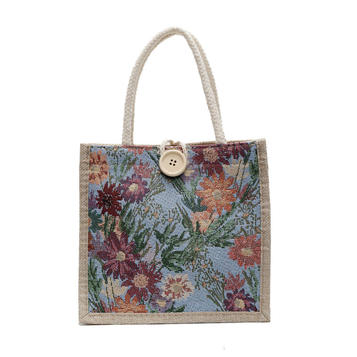 Decorative Floral Print Tote Bag
