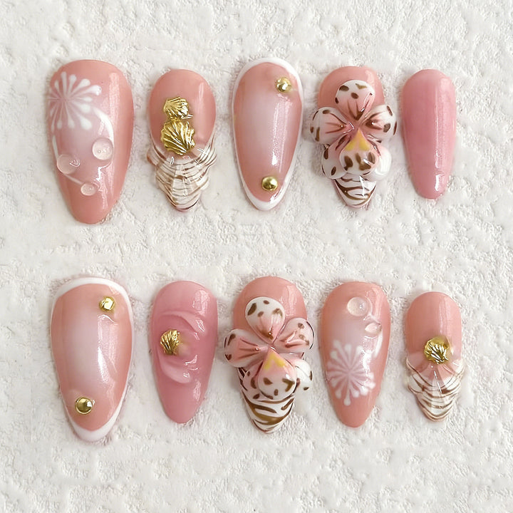 Decorative Floral Press-On Nail Art Set 1790738549
