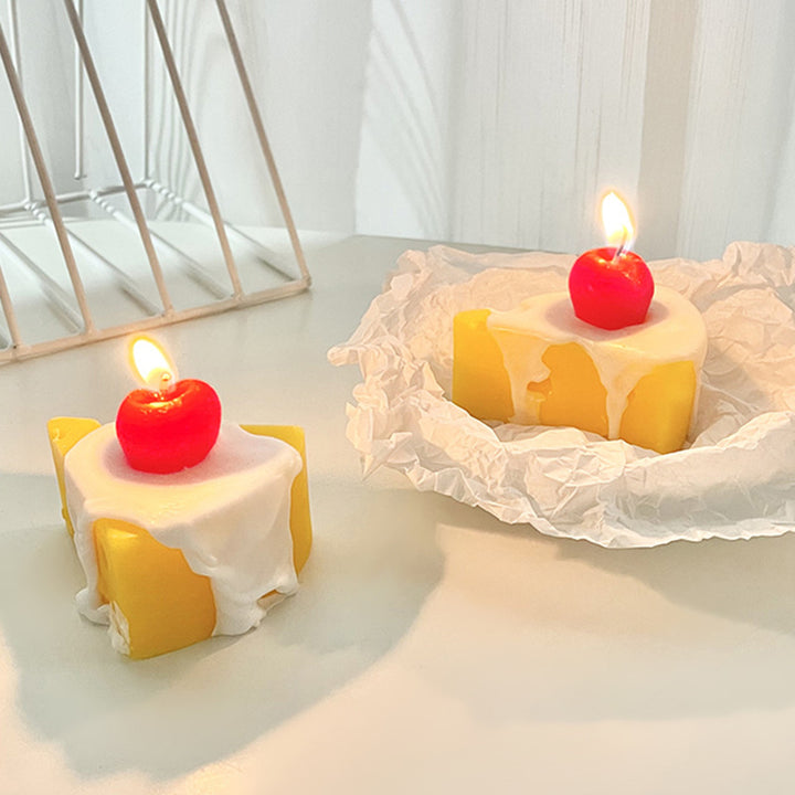 Novelty Cheesecake-Style Melting Wax Scented Decorative Candle with Cherry Top
