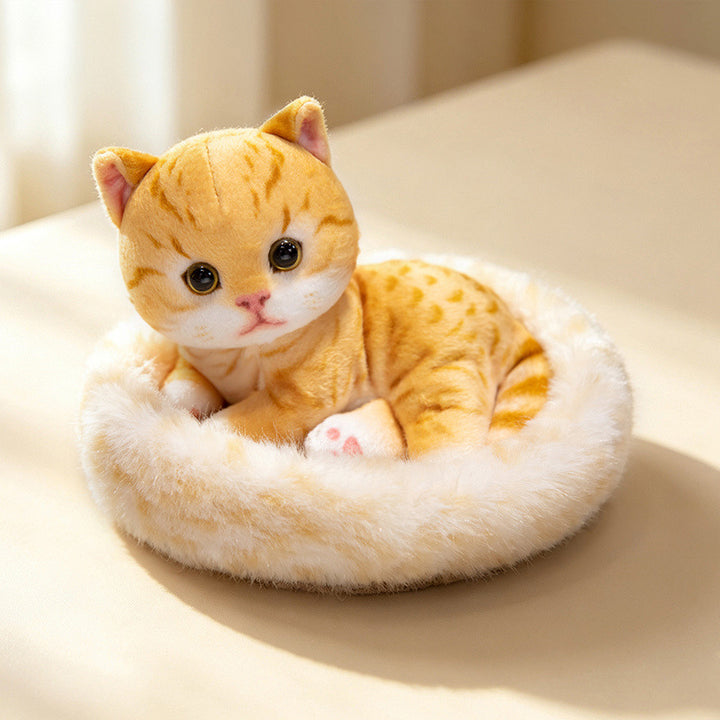 Mini Plush Calico Cat in Plush Cave Nest with Hanging Loop Kalsten
