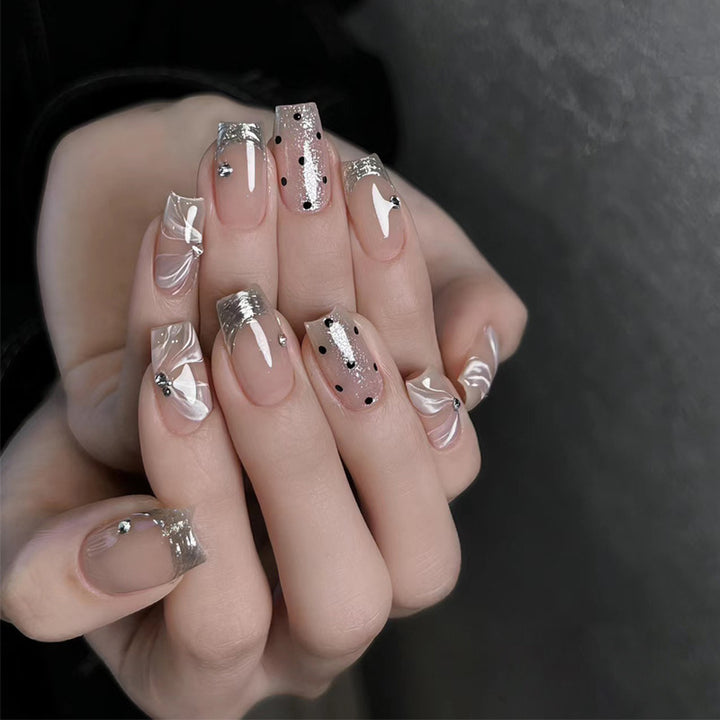 Artistic Press-On Nail Set with Glittery Star Accents Kalsten