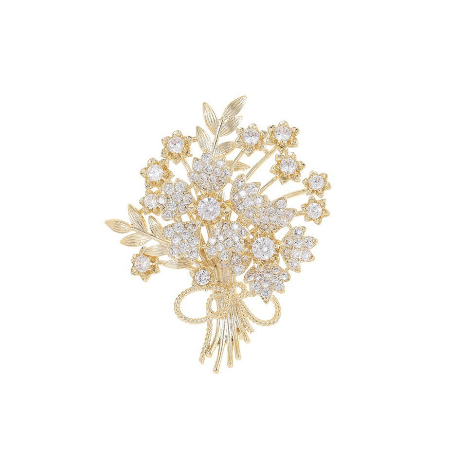Exquisite Flower Brooch with Sparkling Crystals Kalsten