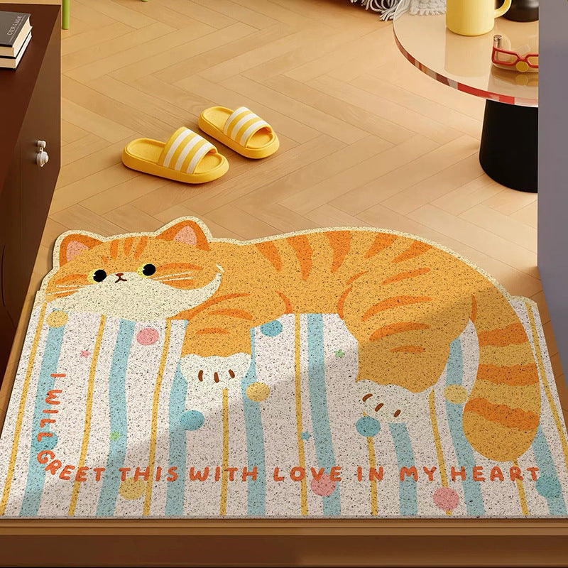 Playful Cat-Shaped Welcome Mat