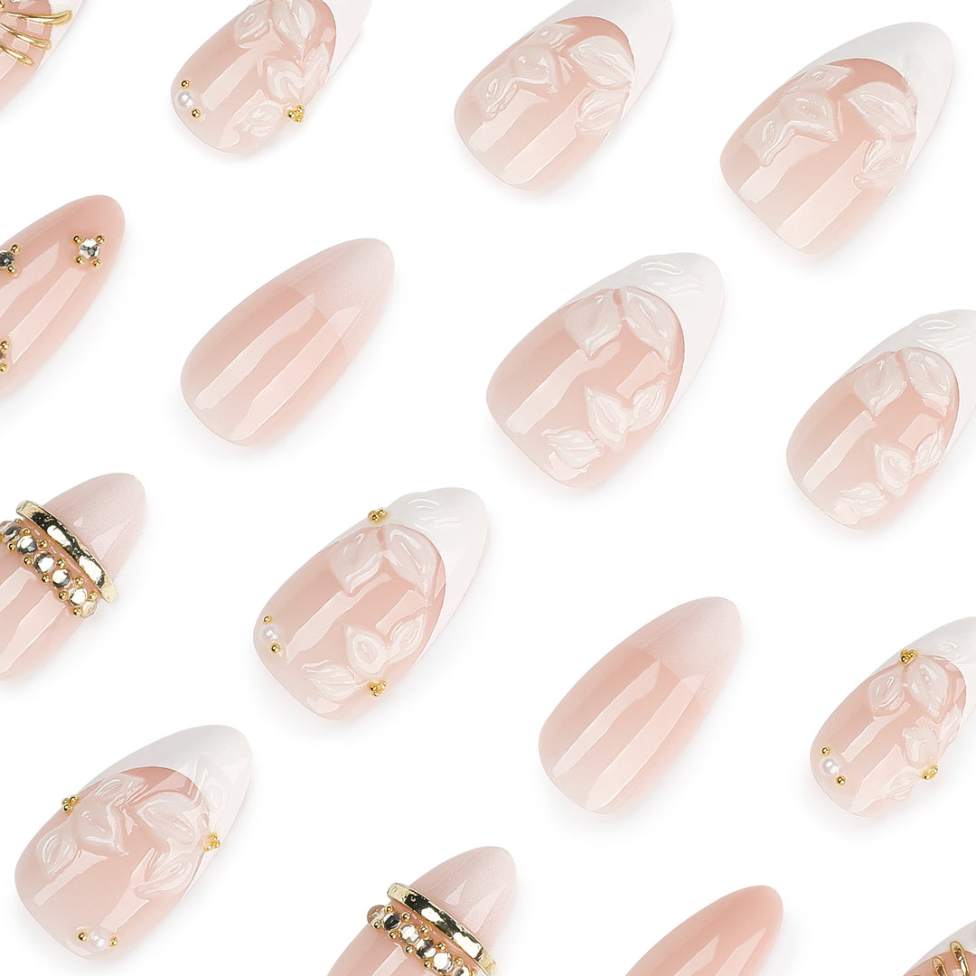 Artful nail art with floral and rhinestone accents Kalsten