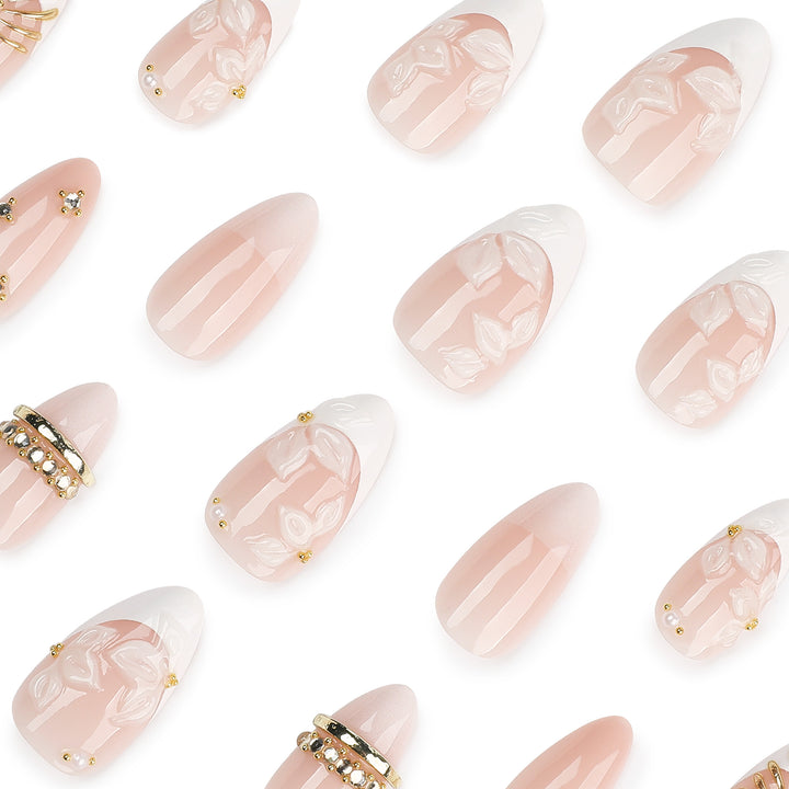 Artful nail art with floral and rhinestone accents Kalsten