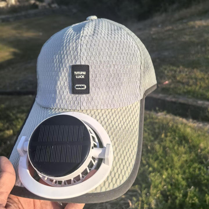 Solar-powered baseball cap with detachable solar fan and breathable honeycomb fabric Kalsten