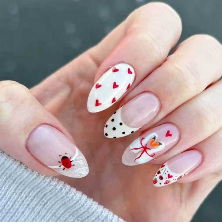 Heart-Themed Acrylic Nail Art