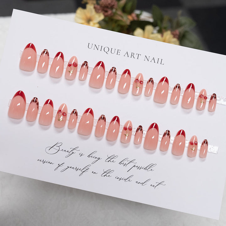 Artistic Cherry-Inspired Nail Art
