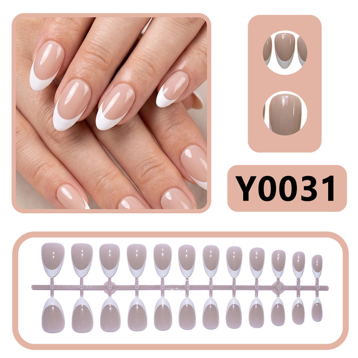 Elegant Press-On Nail Set with French Tip Design