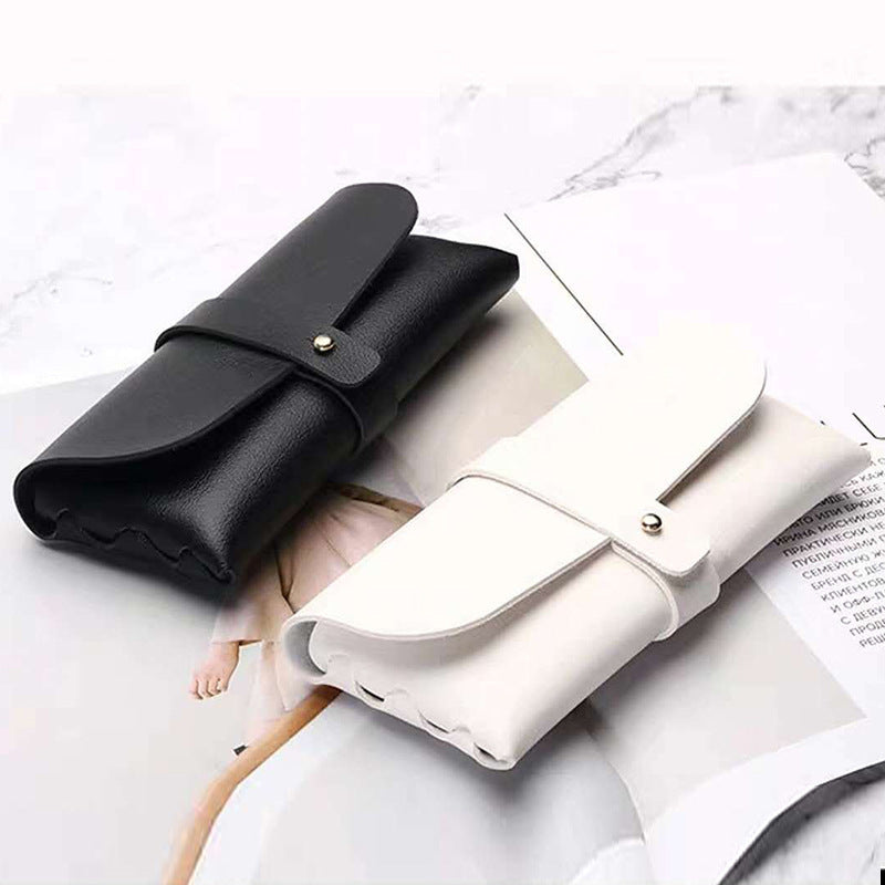 Unisex glasses case made of high-quality leather with button-crafted closure Kalsten