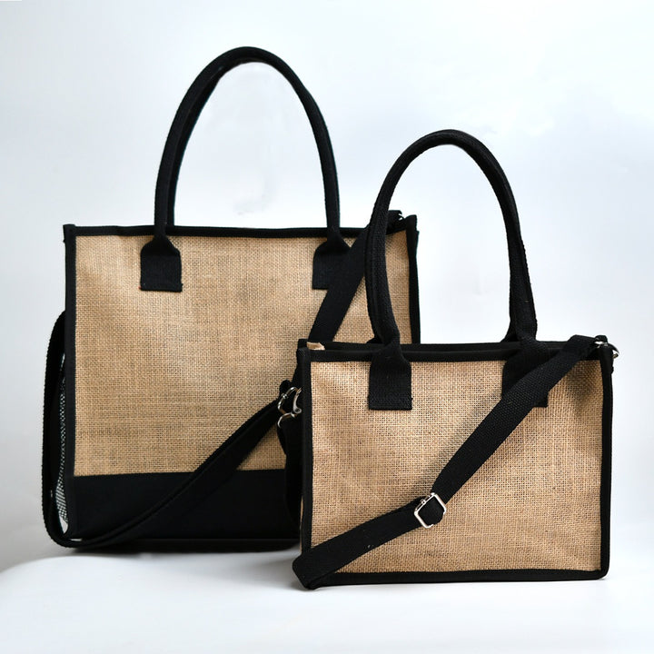 Spacious shopping bag made of sturdy jute with mesh side pockets Kalsten