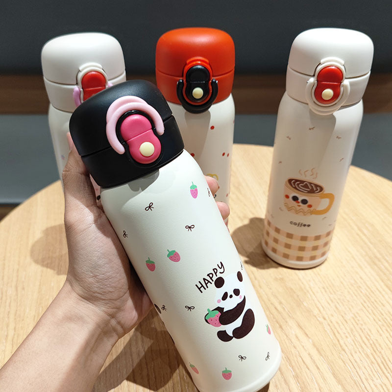 Women's playful stainless steel drinking bottle with integrated safety closure Kalsten