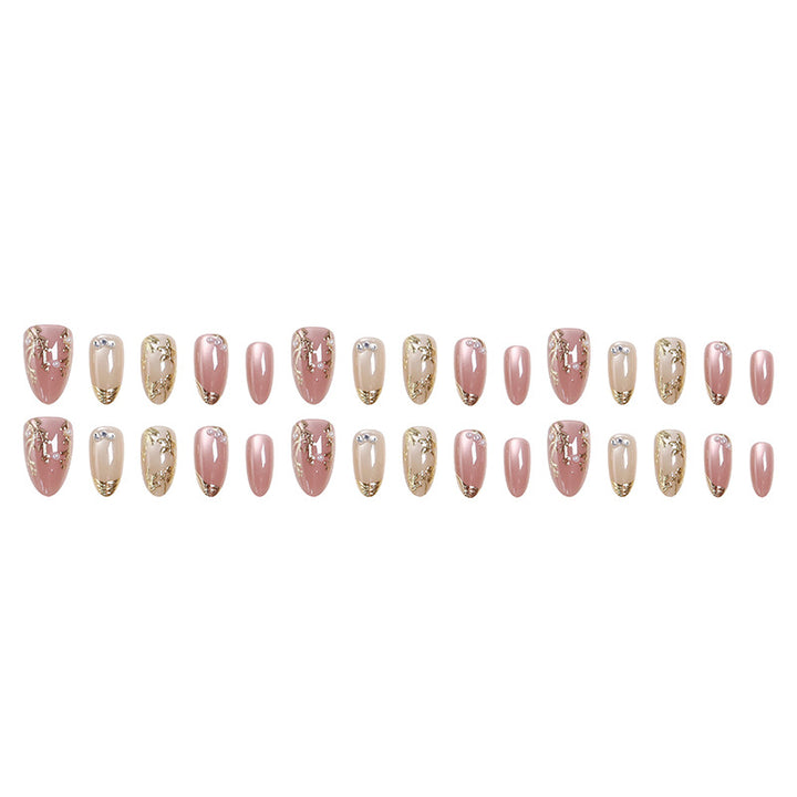 Artificial Nail Set with Elegant Golden Decorations Kalsten
