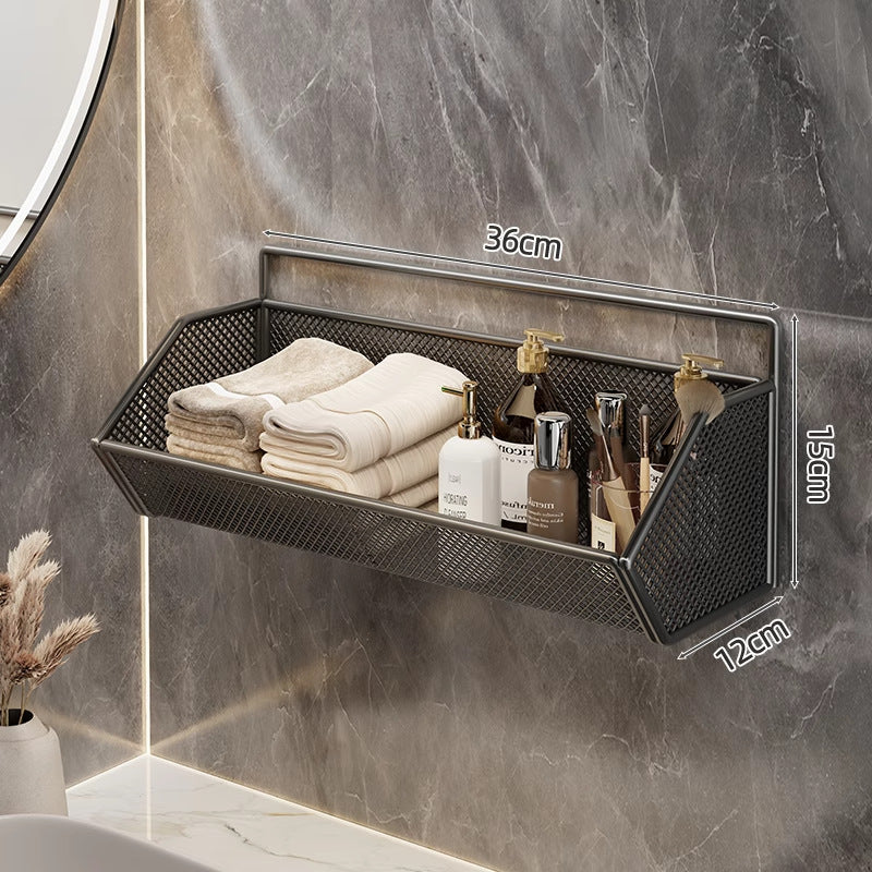 Wall-Mounted Mesh Bathroom Organizer Shelf