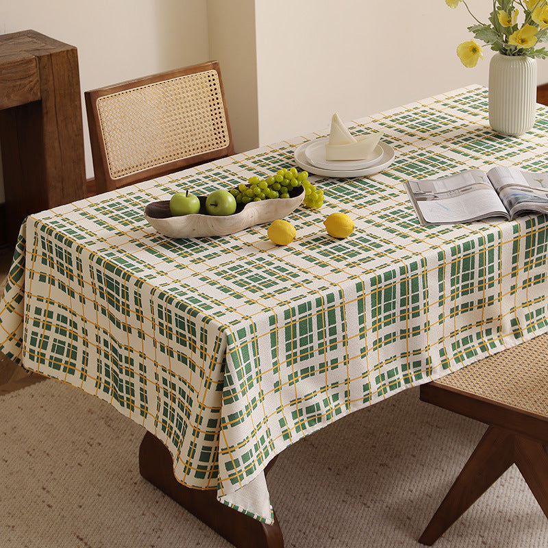 Rectangular coated tablecloth with checked plaid pattern and water-repellent surface Kalsten