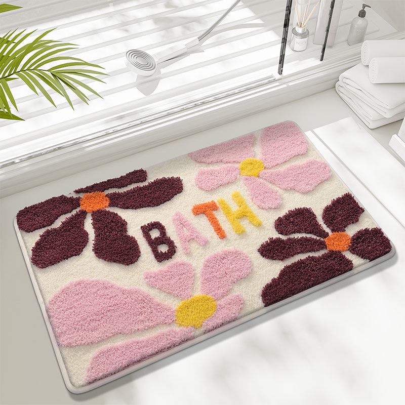 Floral-Themed Memory Foam Bath Mat Kalsten
