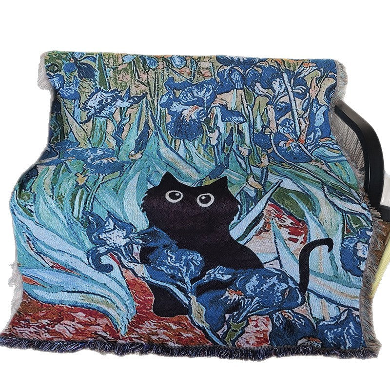 Artistic Cat-Themed Throw Blanket
