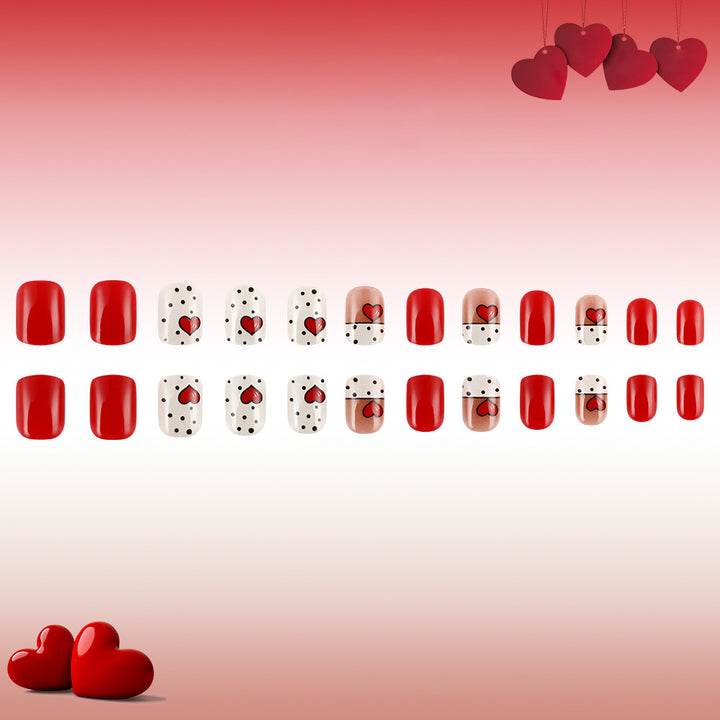 Heart-Embellished Press-On Nail Set Kalsten 1787543006