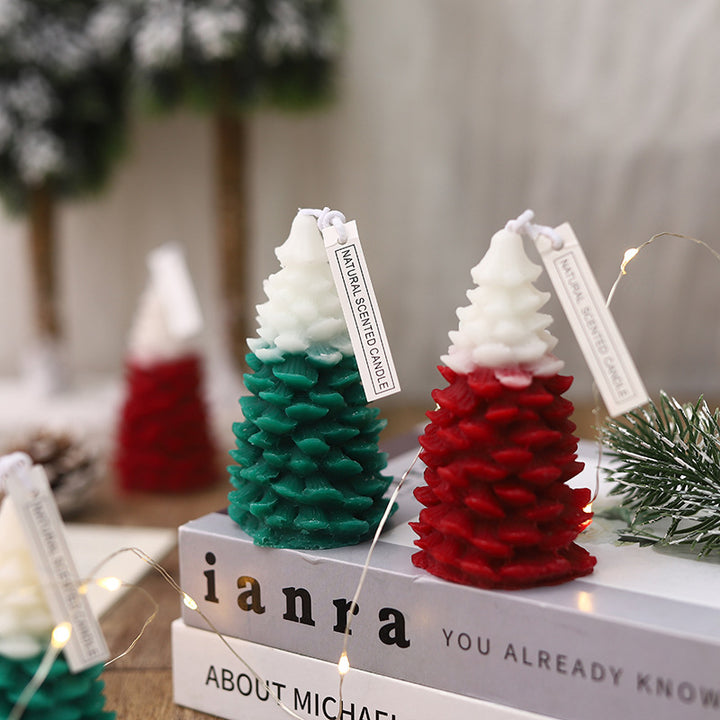 Layered Pine-Form Scented Sculptural Candle with Decorative Gift Box