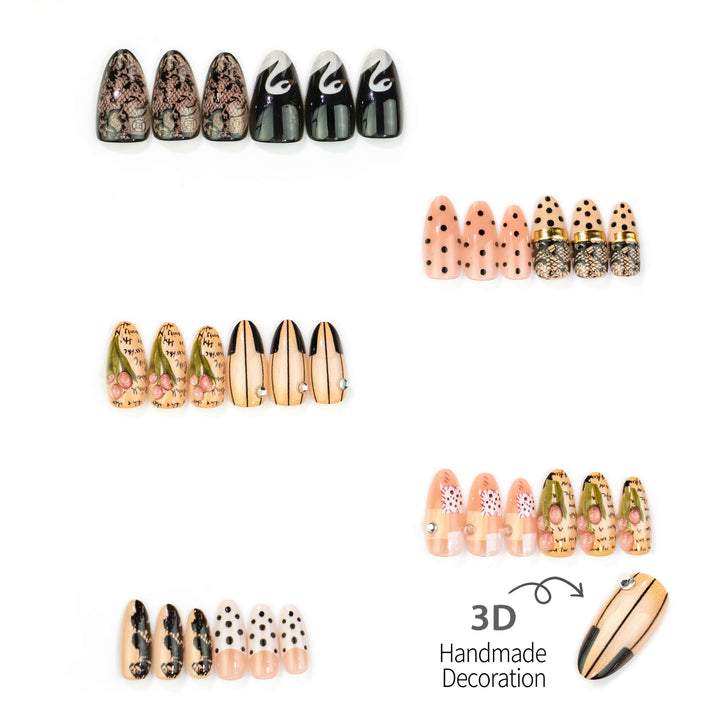 Artistic Press-On Nail Set with Elegant Design