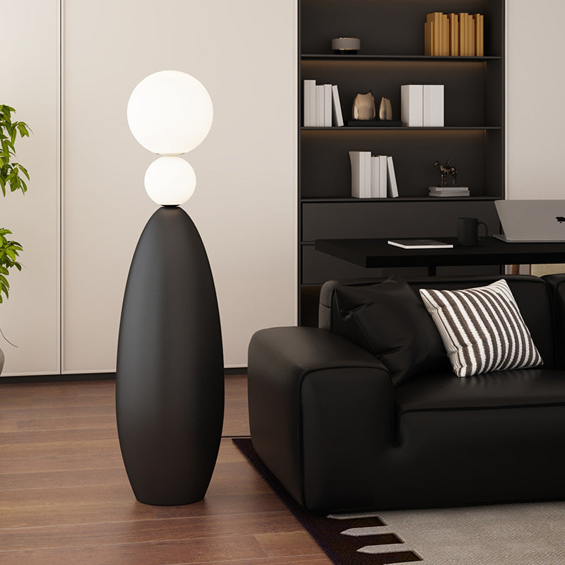 Sculptural Floor Lamp with Dual Globe Design