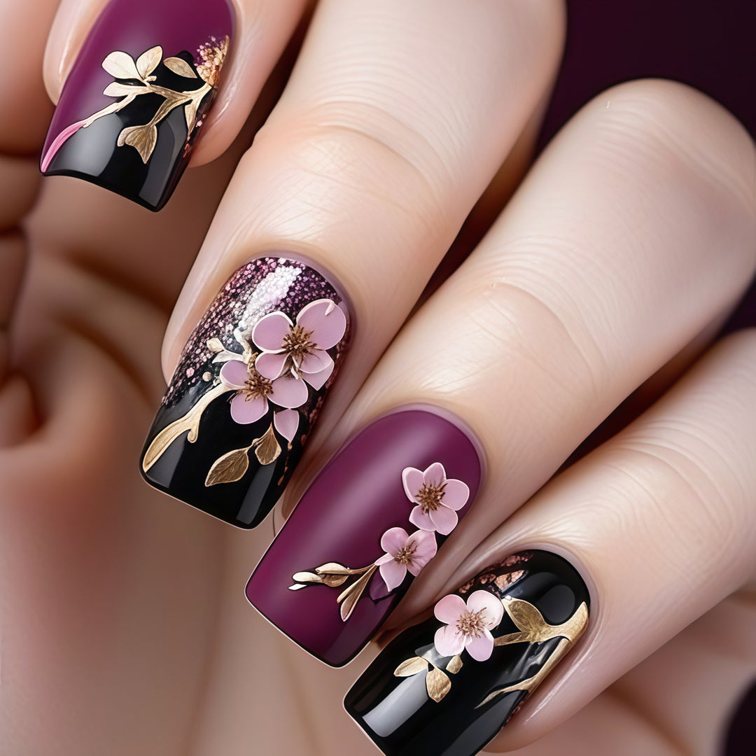 Artificial nails with elegant floral accents Kalsten