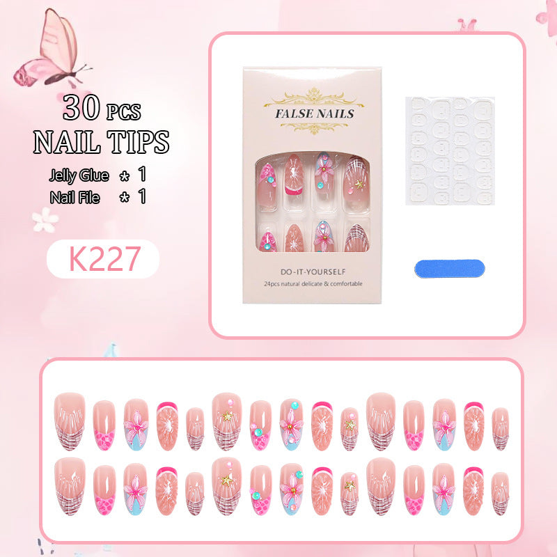 Art nail set with colorful blooming 3D applications Kalsten
